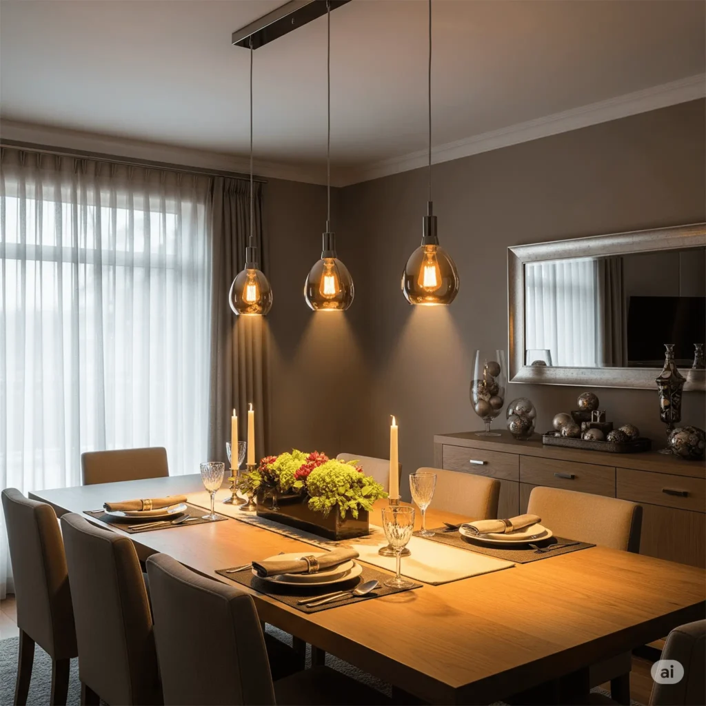 چراغ های آویز بالای میز