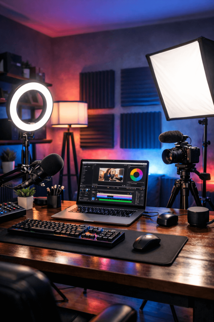 نورپردازی برای تولید محتوا — راهنمای جامع و عملی برای اتاق و استودیو خانگی